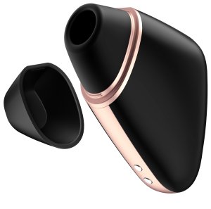 Bezdotykové stimulátory klitorisu: Luxusní nabíjecí stimulátor klitorisu Satisfyer Love Triangle, černý – ovládaný mobilem