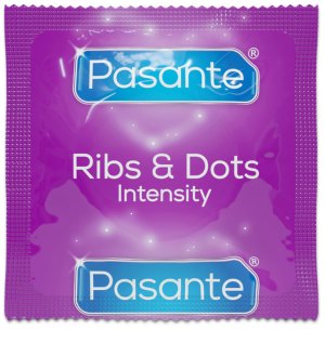 Kondomy na váhu - Pasante Ribs & Dots Intensity - vroubkovaný, 1 dkg – Kondomy na váhu