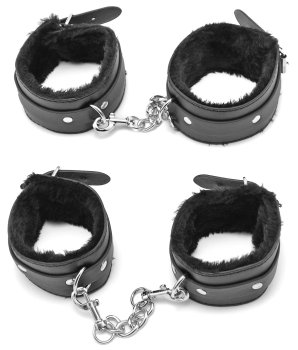 Pouta na ruce a nohy s kožíškem – Pomůcky na bondage (svazování)