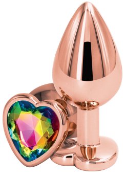 Kovový anální kolík se srdíčkem Rear Assets Rose Gold M – Anální šperky