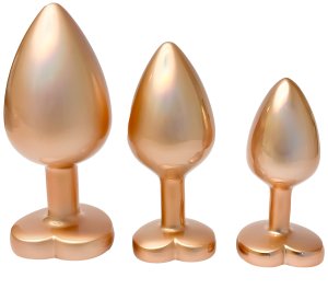Sada análních kolíků se srdíčkem Pearl Gold Plug Set – Sady análních kolíků