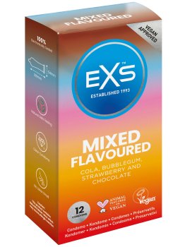 Mix ochucených kondomů EXS Mixed Flavoured, 12 ks – Kondomy s příchutí na orální sex